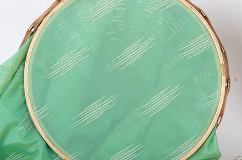 Sea Green Lining Chanderi Rubber Printed Fabric