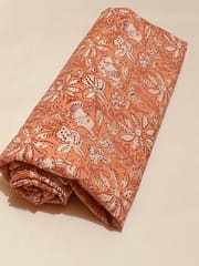 Peach cotton fabric with flowers