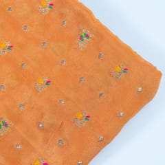 Orange Viscose Chiffon Jacqurd fabric