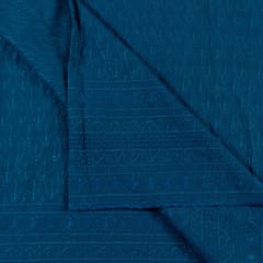Peacock Blue color Big width Rayon chikan fabric