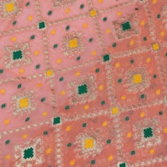 Peach Color Georgette Jacquard fabric