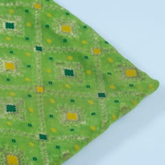 Lime Green Color Georgette Jacquard fabric