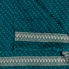 Green color Organza Bandhej Embroidered Fabric