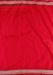 Red color Organza Bandhej Embroidered Fabric
