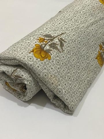 White base fabric with flowers