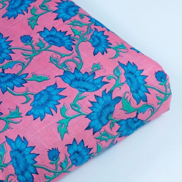 Pink Color Dazzle Cotton Printed Fabric (1Meter Piece)