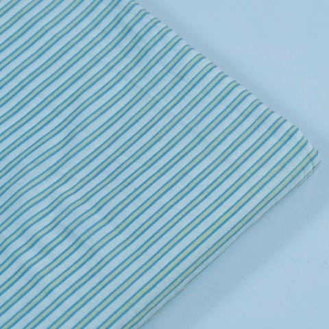 White Cotton Block Printed Fabric