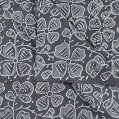 Grey Cotton Batik Printed Fabric