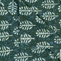 Green Color Cotton Cambric Batik Printed Fabric