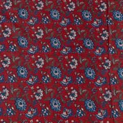 Maroon Color Cambric Printed Fabric