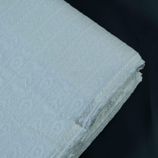 White Dyeable Kota Thread Embroidery(1.20Mtr Piece)