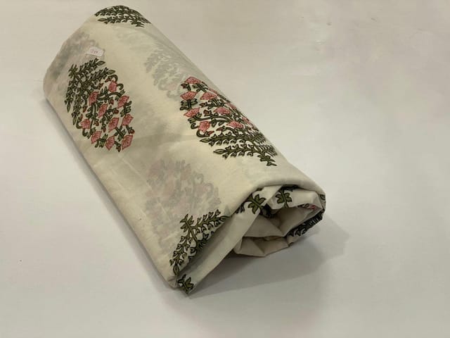 White base fabric with flowers