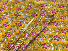 Mustard base fabric with flowers