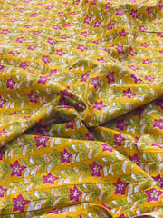 Mustard base fabric with flowers