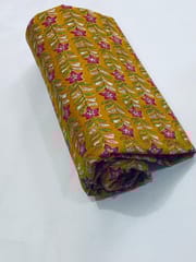Mustard base fabric with flowers