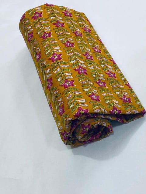 Mustard base fabric with flowers