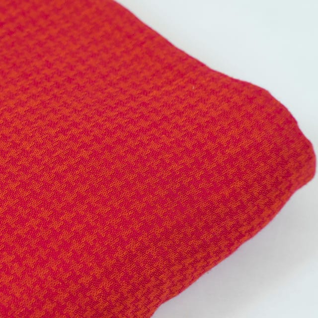 Majenta Orange Super soft Rayon Dobby Checks fabric(1.50Meter Piece)