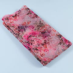 Pink Color Organza Digital Printed Fabric