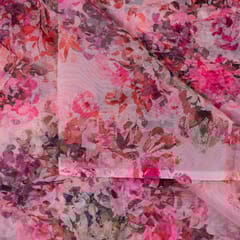 Pink Color Organza Digital Printed Fabric