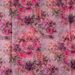 Pink Color Organza Digital Printed Fabric