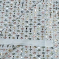 Dyeable Multi Colour Georgette Embroidered Fabric Jaal