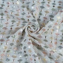 Dyeable Multi Colour Georgette Embroidered Fabric Jaal