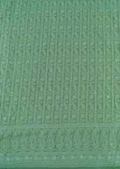 Mehndi Color Georgette Chikan Embroidered Fabric With Sequins