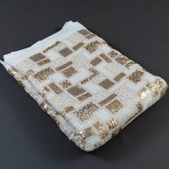 Dyeable Georgette Leopard Sequins Embroidered Geometric Pattern Big Width Embroidered Fabric (1.30 meter piece)