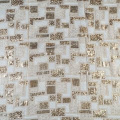 Dyeable Georgette Leopard Sequins Embroidered Geometric Pattern Big Width Embroidered Fabric (1.30 meter piece)