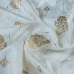 Dyeable Monga Silk Zari Jacquard Booti fabric