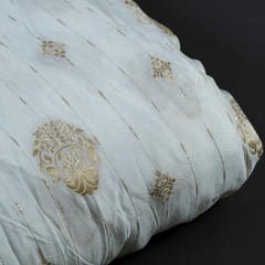 Dyeable Monga Silk Zari Jacquard Booti fabric