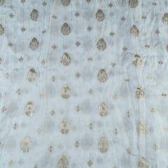 Dyeable Monga Silk Zari Jacquard Booti fabric