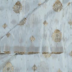 Dyeable Monga Silk Zari Jacquard Booti fabric