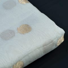White Dyeable Chanderi Jari Booti fabric