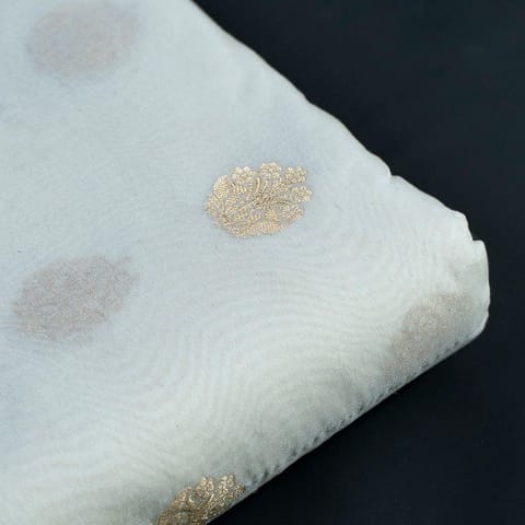 White Dyeable Chanderi Booti fabric