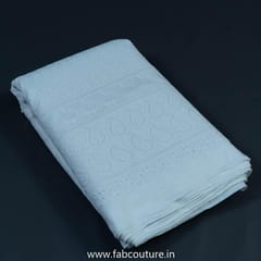 White Dyeable Cotton Chikan Embroidery (1.80 mtr Piece)