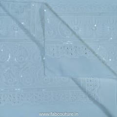 White Dyeable Cotton Chikan Embroidery (1.80 mtr Piece)