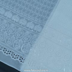 White Dyeable Cotton Chikan Embroidery (1.80 mtr Piece)