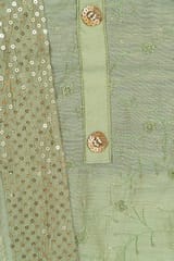 Lime Green Chanderi Embroidered Shirt With Cotton Lower and Chanderi Dupatta
