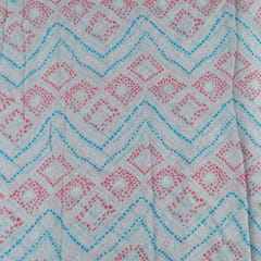 Light Grey Color Pure Georgette Bandhani Digital Printed Fabric