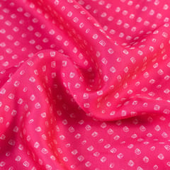 Majenta Color Georgette Satin Bandhni Printed Fabric