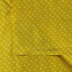 Yellow Color Georgette Satin Bandhni Printed Fabric