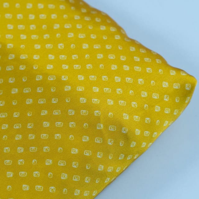 Yellow Color Georgette Satin Bandhni Printed Fabric
