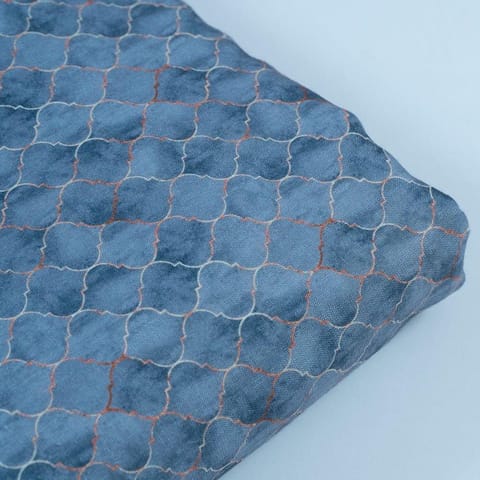 Grey Green Linen Cotton Digital Printed Fabric