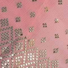 Pink Color Georgette Pleat Embroidered Fabric
