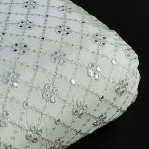 Upada Silk Faux Mirror Embroidered Fabric
