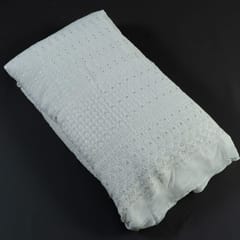 White Color Dyeable Georgette Embroidered Fabric