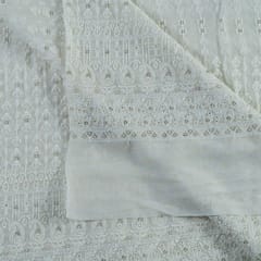 White Color Dyeable Georgette Embroidered Fabric
