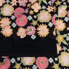 Black Color Georgette Embroidered Fabric