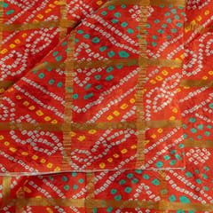 Red Color Chinon Jacquard Digital Printed Fabric